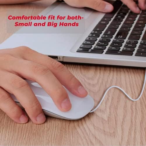 Anywy White USB Mouse - Camundongos com fio para laptop Computador Silencioso ar externo com fio 2 compacto compacto compatível