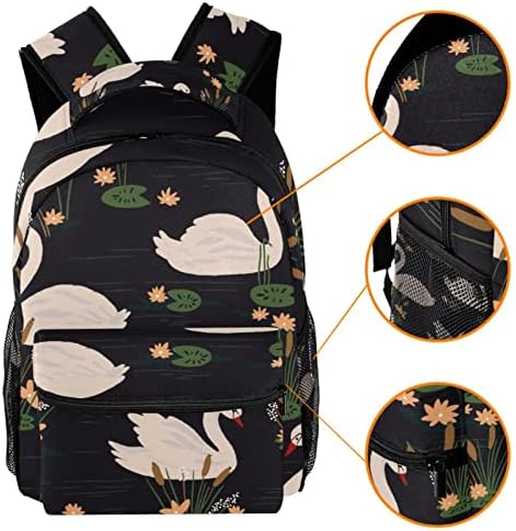 Padrões de cisne brancos Mochilas de meninos de meninos da bolsa de livros da escola de viagem Caminhada de camping Daypack