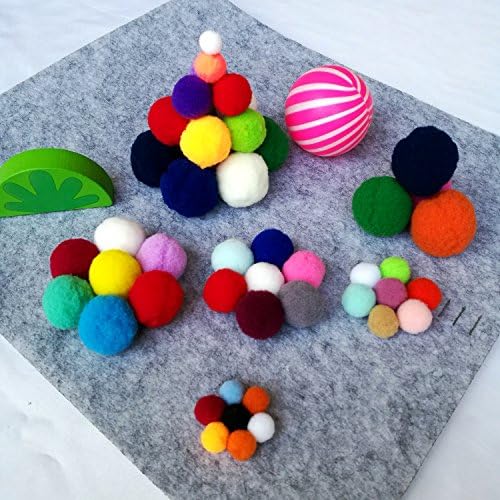 Looconi 480pcs Multicolor Pom Poms Balls 1cm/1,5cm/2cm/2,5cm/3cm, tamanhos variados e pompoms de cores para artes