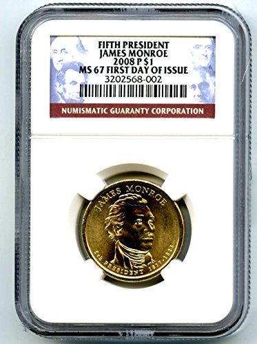 2008 p James Monroe Presidencial Primeiro dia da edição pop = 20 dólares ms67 ngc