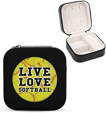 Live Love Softballs Mini Jóias Caixa de Jóias PU Organizador de Caso Caixa de Armazenamento de Caso para Viajar para casa