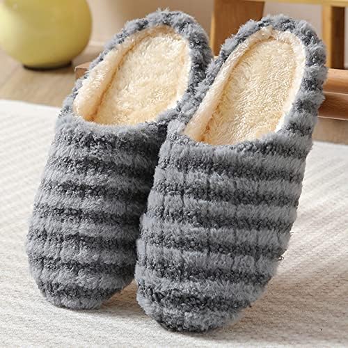 Flippers para mulheres e homens com espuma de memória macia, lã confortável forrada deslizamento macio nos chinelos para casais
