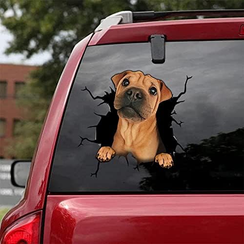 Adesivo de carro engraçado do cão emmawu, janela de cachorro aga adesivos de rachaduras do carro adesivos de estimação 3d simulação