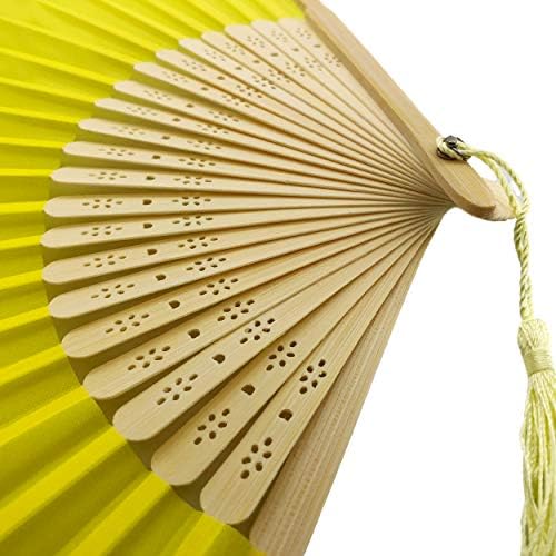 Fansof.Fans Pack de 10 fã de tecido de seda com um tiro de borda A Bamboo Ribs Party Favor Fan Handheld Fan