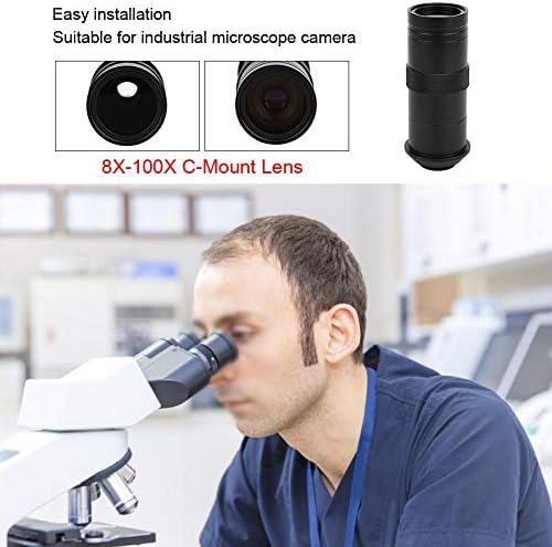 Câmera de microscópio industrial do CCD 8x-100x lente de montagem c 25mm de ampliação de zoom ajustável