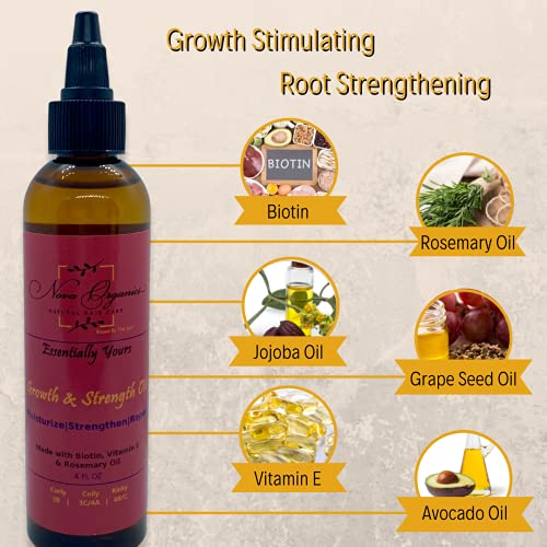 Nova Organics Chavare - Oil de crescimento e força - com biotina, vitamina E & Rosemary - Crescimento do cabelo estimulante óleo