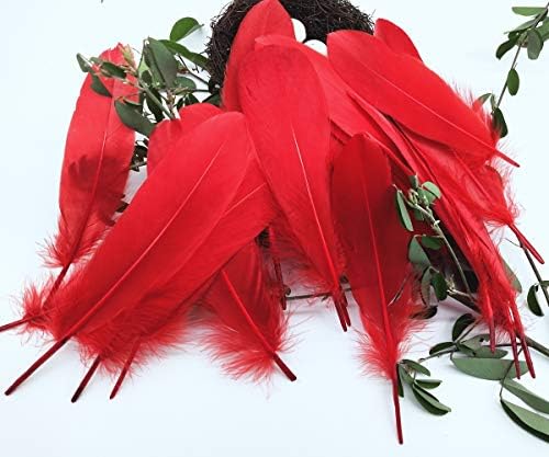 100pcs de penas de ganso vermelho 6-8 polegadas para artesanato decorações de festas de casamento Capelis de roupas Acessórios para