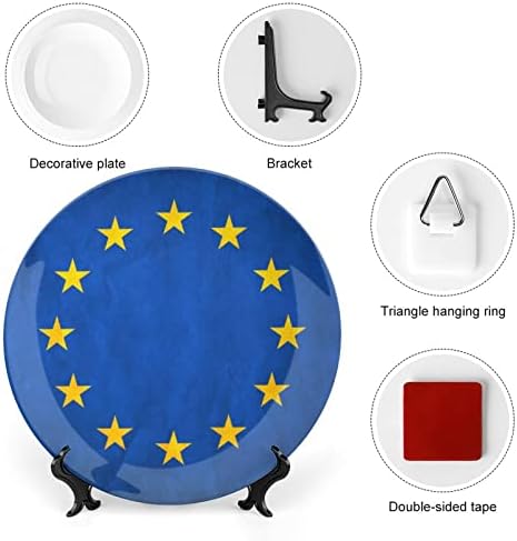 Placas decorativas da China de Cerâmica da Bandeira da União Europeia Retro com ornamentos pendurados para pendurar pratos