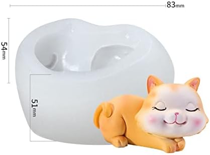 Homesogood 3D Silicone Cat Velas Molde fofo de gato sonolento molde de molde de silicone Animal Epóxi molde de gesso para velas