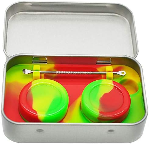 Vitakiwi Portable Silicone escreving Travel Tin Kit com contêineres de concentrado de 5 ml antiaderentes
