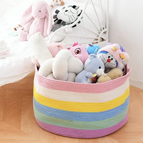 Caixa de armazenamento de brinquedos inough para meninas e meninos cestas extras, cestas de cesta de lavanderia de bebê cestas tecidas,