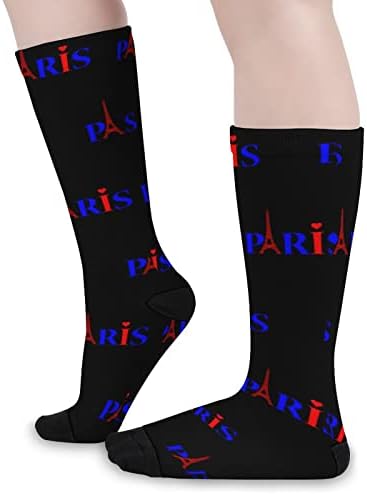 Love Heart e Paris Eiffel Tower Princied Color Meocks Combation Socks Athletic Knee Alta meias para homens