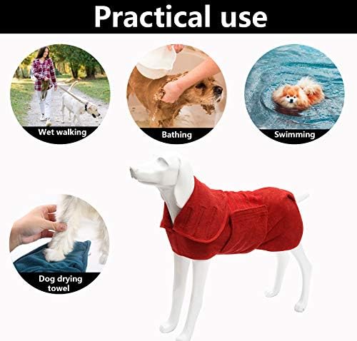 GEYECETE DOG CAPA DO CANTO-DRY DRISY FAST DOG BAG-Microfibre Secagem rápida Super absorvente Pet Dog Cat Bath Robe Towel-Red-XL