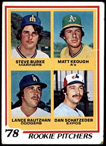 1978 Topps 709 Os arremessadores novatos Steve Burke/Matt Keough/Lance Rautzhan/Dan Schatzeder Mariners/Athletics/Dodgers/Expos