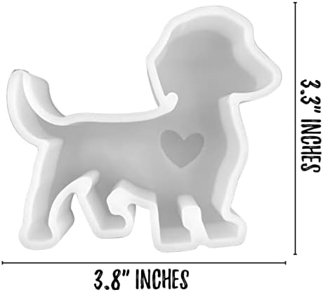 DACHSHUND WEINER DOG CORAÇÃO FROWRIE SILFONE SILPO para contas aroma perfumadas 3,3 ”de altura x 3,9” de largura x 0,8 ”de resina