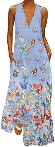 Andongnywell Women Women Floral Print Butterfly Party Maxi Dress Vestidos de borboleta longos