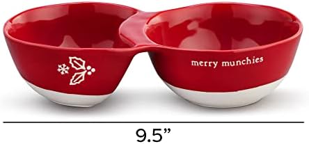Demdaco Merry Munchies Red e Braços Brancos Handheld Christmas Double Snack Bowl