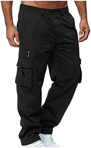 calça de carga lcepcy para homens calças esportivas folgadas calças de moletom da cintura elástica de calça casual com bolsos zíper