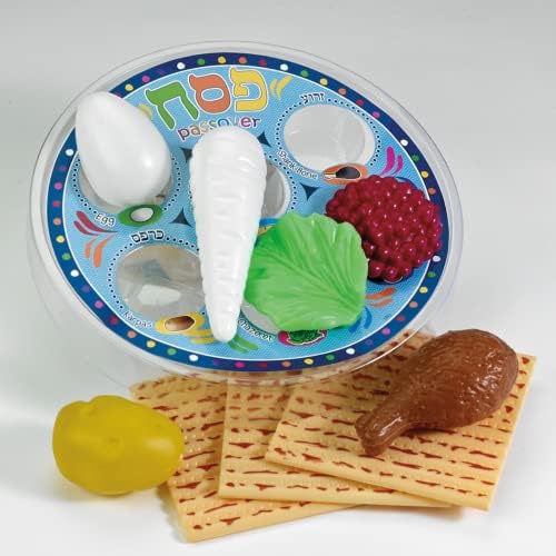 Rite Lite Páscoa Deluxe Play Seder Set, decoração de caixa de presente de 10 peças para feriado de Pesach - diversão para crianças e família