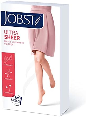 Jobst UltraSheer Compression meias, 30-40 mmhg, joelho alto, dedo do pé fechado