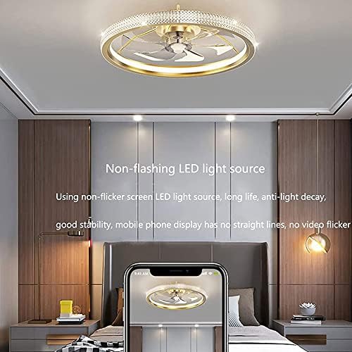 USMJQVZ LED 35W CRISTAL TETELHEL Light Bedroom invisível Ajustável 3 cores 3 Velocidade Ventilador silencioso Silent Profile