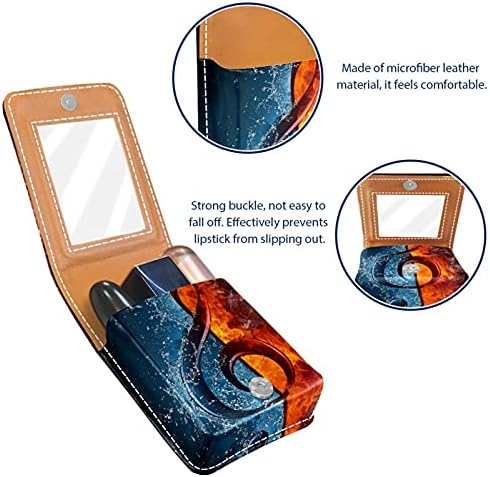 Lipstick Case Lipstick Organizer com porta de batom espelho para bolsa Meni Mini Bag portátil para Mini portáteis para batom e notas de música aquática