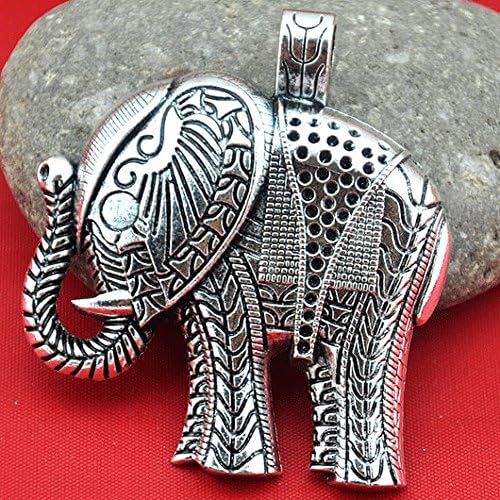 Silver Silver Large Elephant Antique Pingententes de Pingentes de DIY Jóias de Jóias, 2pcs
