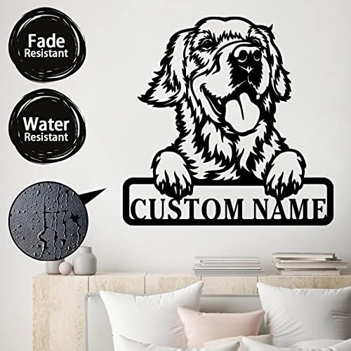 Rimego Sign de metal personalizado Nome do cão personalizado Sign, PET e sobrenome Sign para parede, sinal de família,