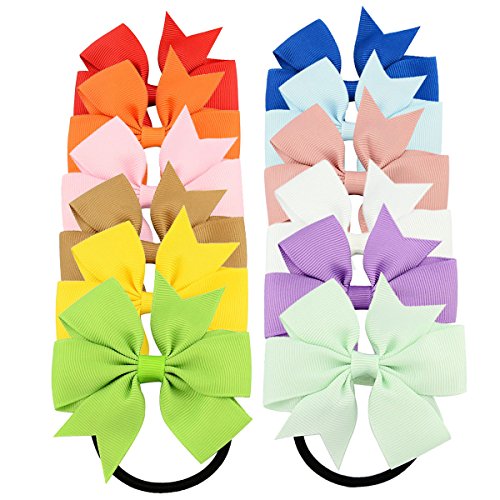 YOY 12 PCS Moda Baby Girls Boutique Boutique Ties Ponytail Titular - Cordas elásticas elásticas Bandas de borracha Acessórios