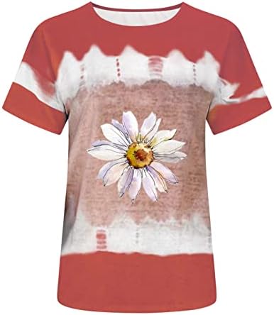 Camisa adolescente camisa de manga curta Crewneck Cotton Sun Sunflower Floral Graphic Blush Camiseta para mulheres Au