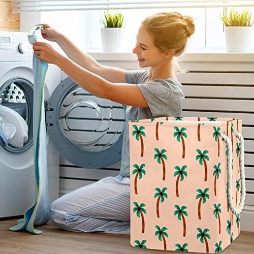 Deyya Cestas de lavanderia à prova d'água Alto cesto de estampa de palmeira de verão dobrável para crianças adultas meninos adolescentes meninas em quartos banheiro