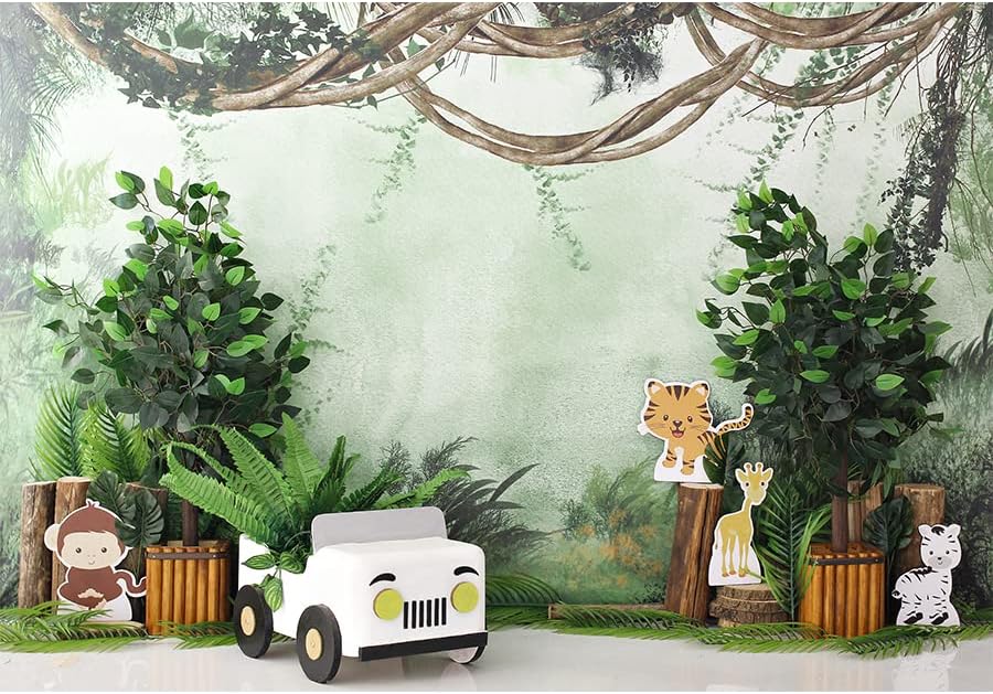 Jungle Safari Animal Car Smash Cake Baby Shower Children Birthday Party Banner Poster Foto Antecedentes fotografia Vinil