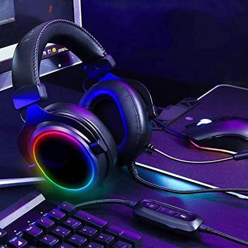 Fones de ouvido com cancelamento de ruído emissores de luz RGB, fone de ouvido com microfone 7.1Surround Cool Design Gaming