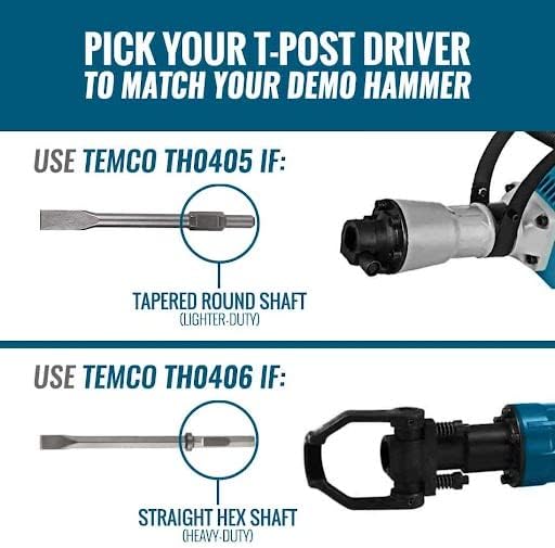 TEMCO TH0405-1-1 / 8 ” / 30 mm HEXHANK Demo Hammer T Post Driver Anex