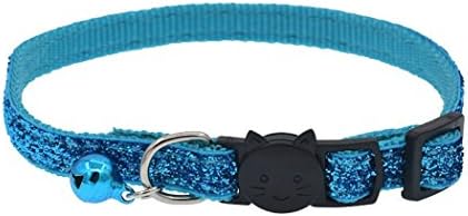 Bling Lake Blue Cat Collar Ajuste Breakaway Pet Collar com sinos