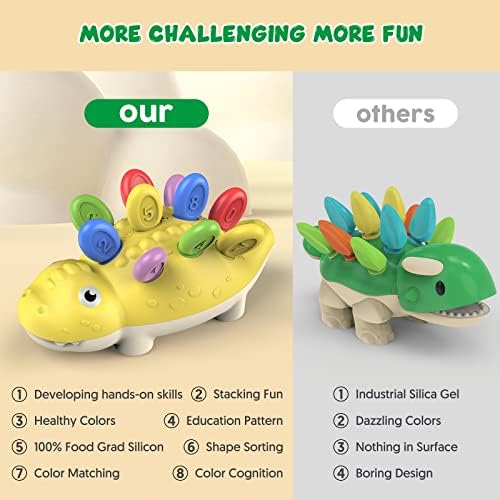 DFGEE Baby Montessori Toys Games Dinossauros Criança Sensorial Habilidades Motoras Finas Aprendendo Atividades Educacionais