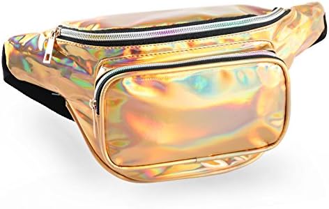 Fanny Pack Holographic para homens, pacote de bolsa de cintura crossbody resistente à água com cintos ajustáveis ​​com