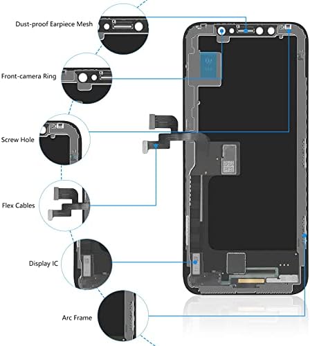 Para iPhone X Screen Substacting 5,8 polegadas, visor de digitalizador LCD frontal mobkitfp para iPhone 10/x com ID de toque e face 3D para A1865, A1901, A1902 com adesivo à prova d'água+Ferramentas de reparo de vidro temperado+reparo