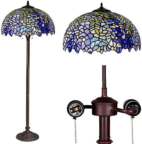 Lâmpada de piso, lâmpada pendurada de pano de vidro do estilo Tiffany com abajur feito à mão, adequado para sala de decoração
