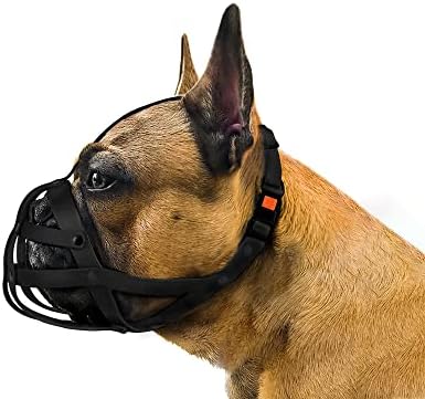 Bronzedog cão focinho francês bulldog cesto à prova d'água malha respirável para parar de morder máscara de mascar para cães médios pequenos