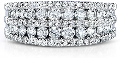 Abhi criou um diamante branco redondo de diamante 925 prata esterlina 14k ouro branco sobre diamante anel de aniversário de
