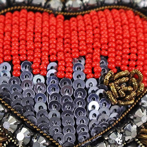 Indian Silk Heart Blearges Bordado de lantejoulas de diamante de diamante Appliques Appliques Acessórios de costura vintage
