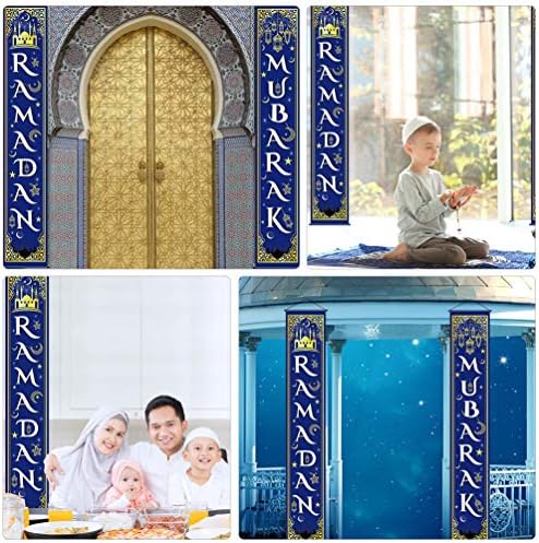 PretyZoom Lipgloss Define o sinal da varanda do Ramadã Mubarak Eid Mubarak Banner Placa pendurada do Ramadã Mubarak Decoração