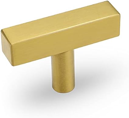 Goldenwarm 25 pacote de pacote escovado armário de cozinha botões de armário de ouro maçanetas de armário quadrado alças de orifício de orifício único tacia