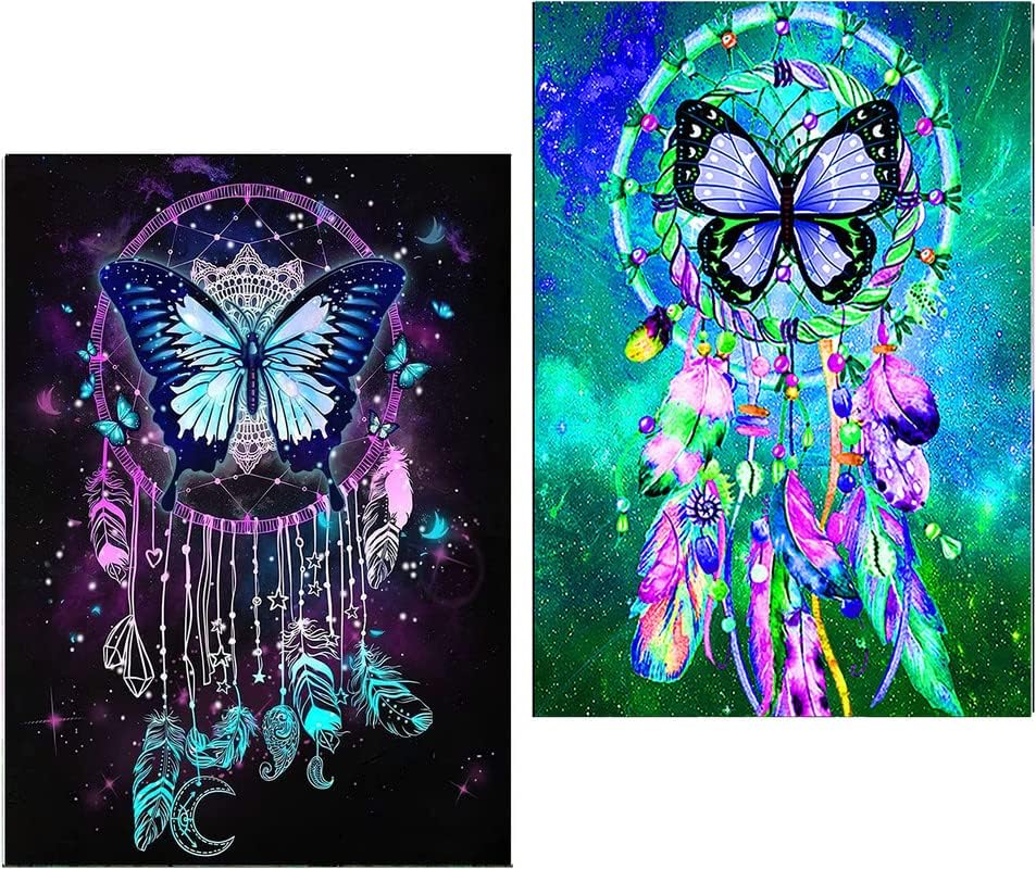 Kits de pintura de diamante coloridos de Butterfly Butterfly Dream, 2 pacotes de criações de cristal kits de arte de diamante para