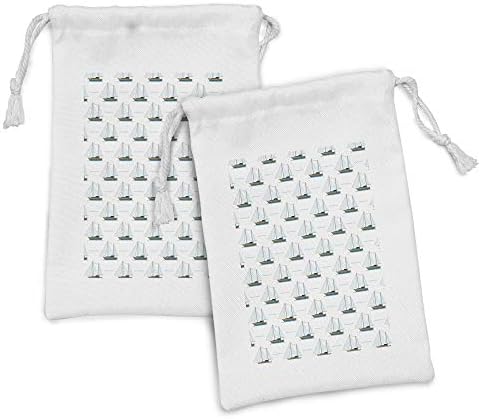Conjunto de bolsas de tecido de veleiro de Ambesonne de 2, padrão náutico de motivos de navegação de viagens impressos em cenário simples,