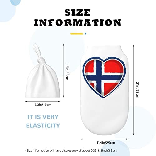 Pupsikins Baby Swaddle Blange Flag da Noruega Coração de algodão saco de casulo e chapéu de gorro conjunto de carrinho