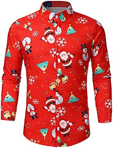 Camisas de bordado homens de Natal de primeira linha de manga longa Camisas masculinas Autumn Blusa de inverno Casual