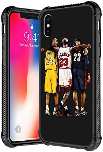 ANLUN Store iPhone XR Caso, jogador de basquete 43 Padrão Casos de iPhone XR de vidro temperado para meninos, Soft TPU