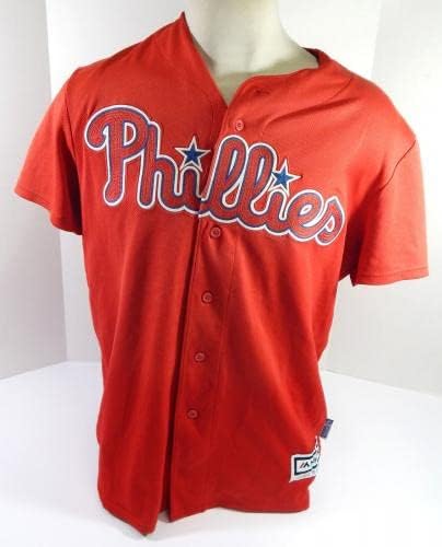 Philadelphia Phillies Jose Tortolero 33 Game usou Red Jersey Ext St BP L 658 - Jogo usada MLB Jerseys
